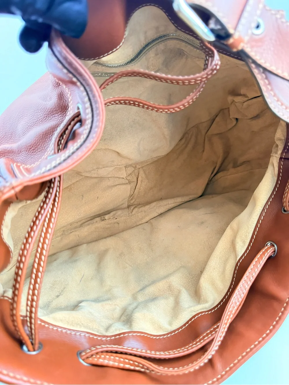 Marc Jacobs Womens Hobo Shoulder Bag Brown Leather Drawstring Designer Luxury
